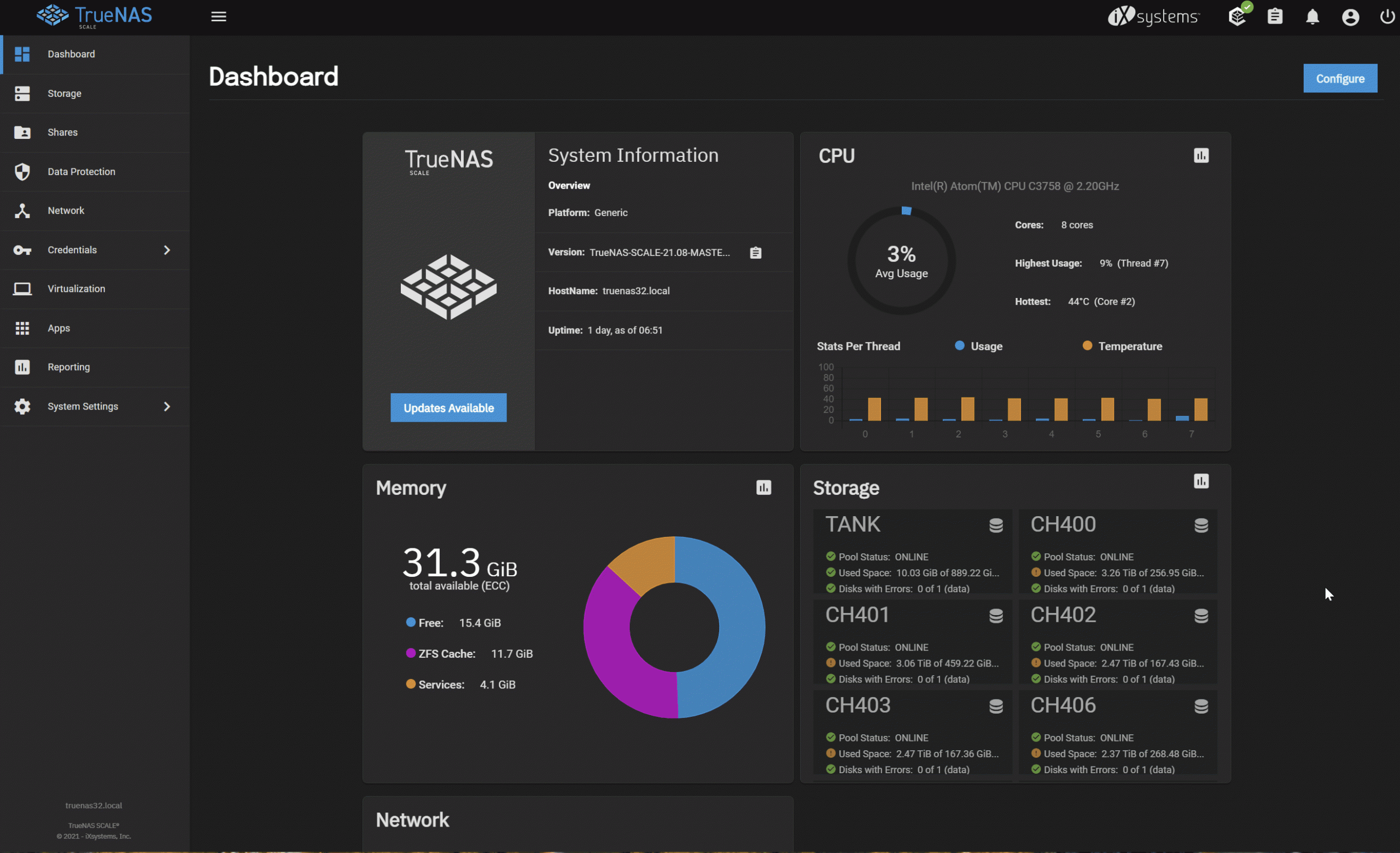 TrueNAS SCALE Interface